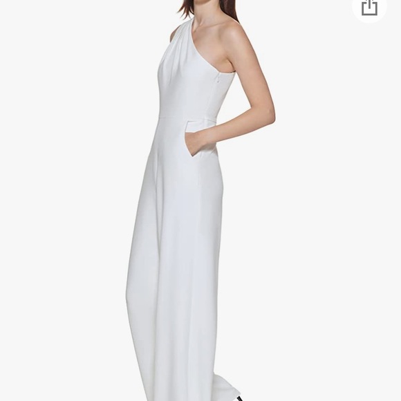 One shoulder white jumpsuit- perfect for bridal events!! - Picture 3 of 4